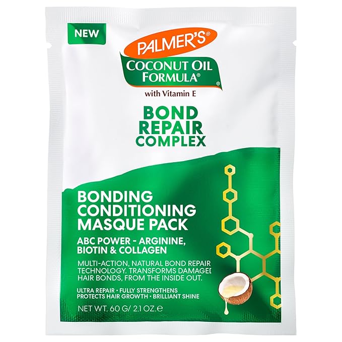 Palmer's Amino Bonding Complex Hair Mask, Intense Conditioning Masque Pack with Coconut Oil & Vitamin E, Heat Protectant, Anti Frizz, Adds Shine, Protects Hair Growth, All Hair Types, 2.1 oz packette