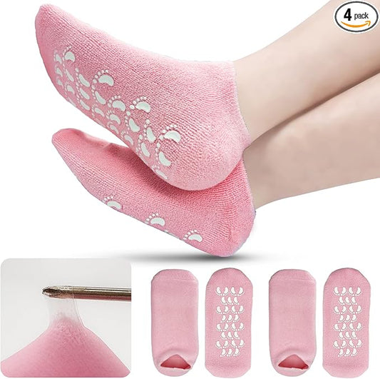 10" Large Silicone Moisturizing Socks for Women - 2Pairs Soft Gel Foot Moisturizing Socks for Dry Cracked Feet