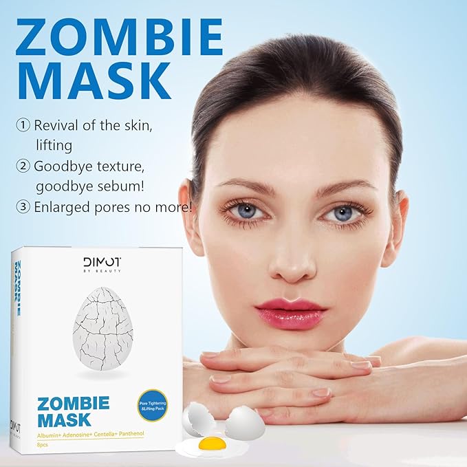 2025 New Zombie Facial Mask, Zombie Mask Facial, Hydrating Skincare Face Mask, Pore Tightening & Lifting Deep Cleansing Clay Mud Mask(1 Box 8Pcs)