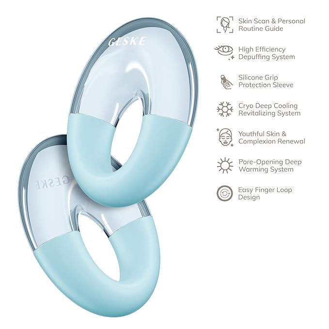 SmartAppGuided™ Cool & Warm Eye Massager | 7 in 1 | Multifunctional Massager | Eyes & Face | Battery-free Cooling & Warming | Firms, Relaxes & De-Puffs Skin | Ring-shaped Design for Easy Grip