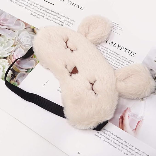Honbay Plush Rabbit Sleeping Eye Mask Cute Cartoon Animal Eye Mask for Children (Beige)