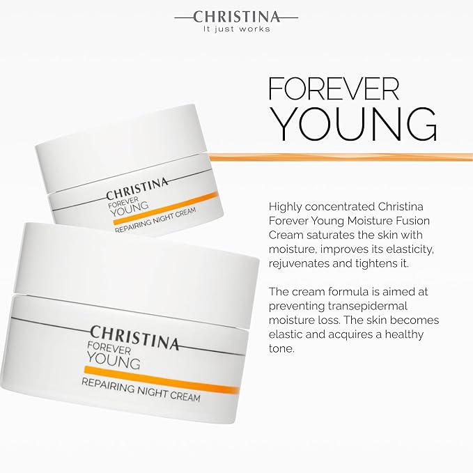 '-CHRISTINA- Forever Young Repairing Night Cream - 50ml - Lightweight & Non-Oily Retinol Cream with Peptides, Vitamins A & E for Overnight Hydration - For All Skin Types