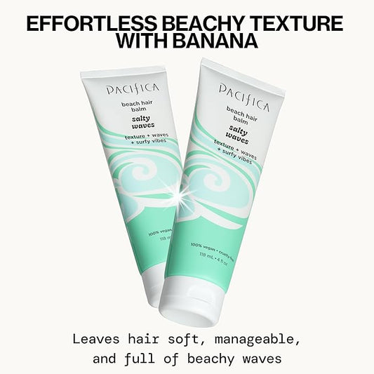 Pacifica Salty Waves Beach Hair Balm, 5-in-1 Styling Balm Designed to Hydrate & Nourish Hair, Vegan & Cruelty-Free, 4 Fl Oz