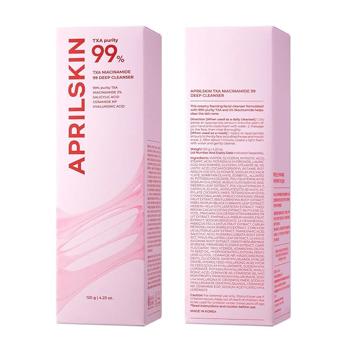 APRILSKIN TXA Niacinamide 99 Pore Care Pink Bubble Gum Deep Cleanser | 99% High-Purity TXA+Niacinamide | All-in-One Cleanser: Deep Cleansing, Blackhead Care, Pore Care, Moisturizing | 4.23 fl.oz.