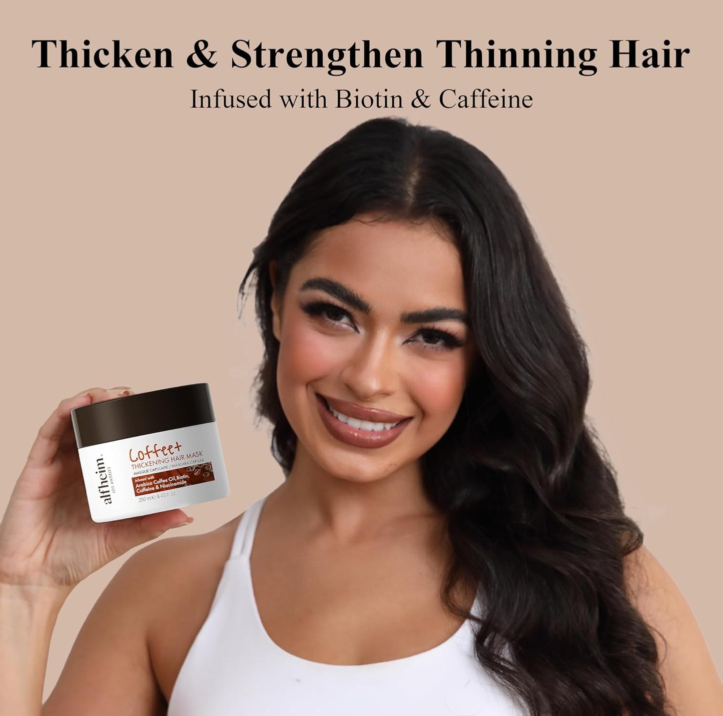 Alfheim Coffee+ Thickening Hair Mask | Biotin & Caffeine for Fine & Thinning Hair | Deep Conditioning & Strengthening Treatment | Moisturizes, Repairs & Adds Volume | Sulfate-Free & Color-Safe 8.45 oz