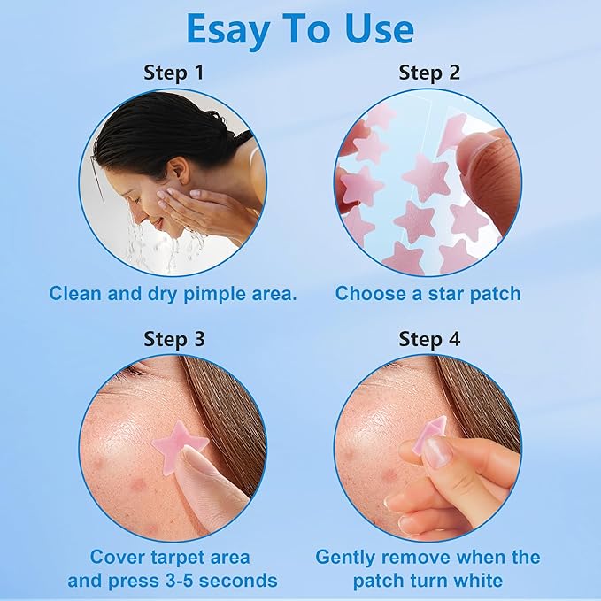 Pimple stars Patches for Face,2packs 4 Size 320 Counts Acne Patches, Hydrocolloid Patches for Covering Zits and Blemishes, Spot Stickers with Salicylic Acid, Tea Tree Oil