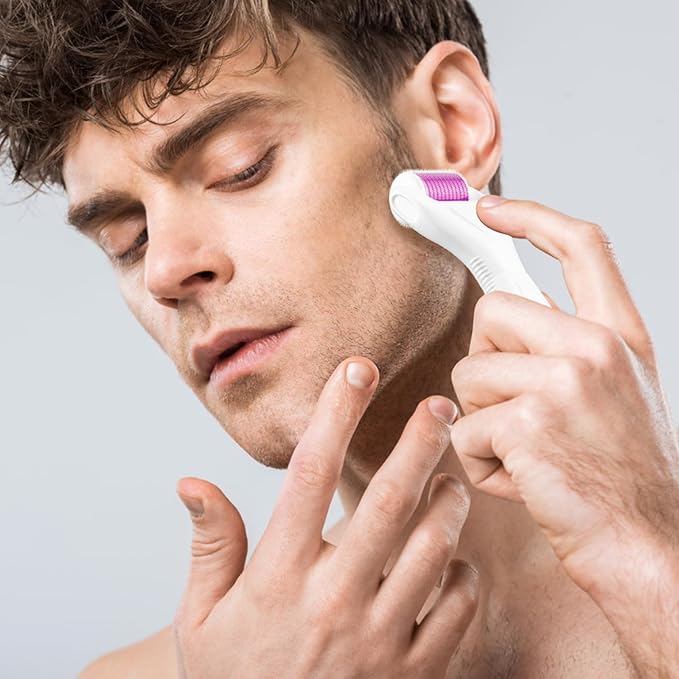 Derma Roller for Hair and Beard, 6 in 1 Microneedle Rollers Kit with 5 Replaceable Heads, Microneedling Roller for Scalp and Body, 300 Needle and 720 Micro Needle roller, 1200 Needle