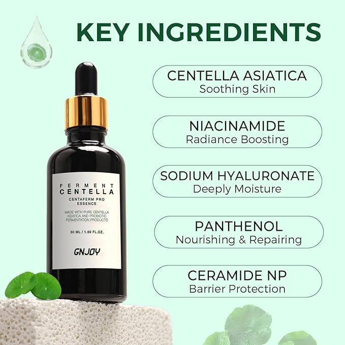 Centella Serum, Face Hydrating Fermented Centella Asiatica Serum, Soothing, Barrier Repair, Firming, Revitalize Glowing Centella Ampoule Facial Moisturizer with Ceramide NP, for All Skin (50ml)