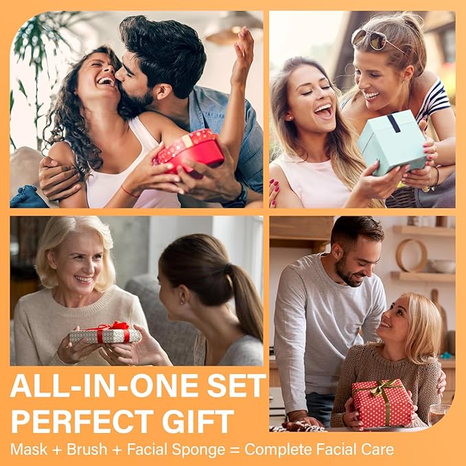 Facial Clay Mask Set - Vitamin C Face Mask with Turmeric, Dead Sea Mud & Salicylic Acid Mask for Pores Cleansing, Blackheads, Dark Spots, Brightening, Face Masks Skincare Gift for Women, 2.82 oz each