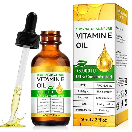 Vitamin E Oil Blend 75,000 IU, Pure Vitamin E Oil for Skin, Face and Scars, Body Bath Oils Moisturizing Dry Skin, Easy to Absorb, 2Fl Oz