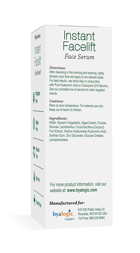 Hyalogic Instant Facelift Serum - Hyaluronic Acid & Pepha®-Tight for Skincare - Facial Serum for Instant Skin Firming, Fine Line & Wrinkle Reduction - Clean Formula for Healthy Skin (1 Fl Oz)