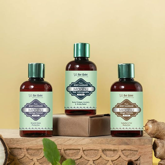 Pure Tulsi Ashwagandha Maahu, Ayurvedic Body Massage Oil, 100ml