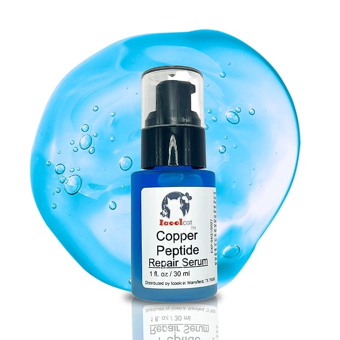 Blue Copper Peptide Rejuvenating Serum, Reduces Wrinkles & Fine Lines, Improves Elasticity, Repairs Sun Damage & Hyaluronic Acid