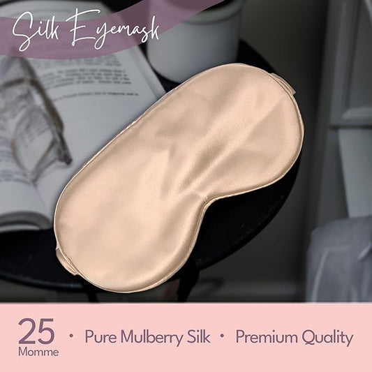 CELESTIAL SILK 100% Silk Sleep Mask for Women with Silk Covered Elastic Strap, Eye Mask for Sleeping (One Size, Taupe)