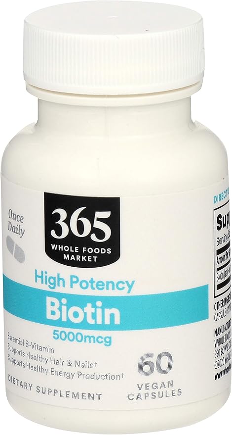 365 by Whole Foods Market, Biotin 5000MCG, 60 Count (Pack of 2)