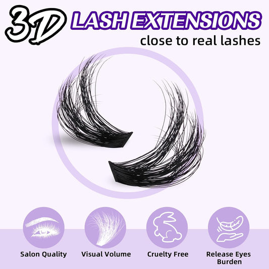 B&Qaugen B&Q Lash Extension Kit 3D Thick Lash Clusters Kit 280pcs Eyelash Extension Kit 10-18mm 90D D Curl DIY Lash Extension Kit with Lash Bond and Seal, Lash Remover (KIT-90D-MIX10-18mm), Black