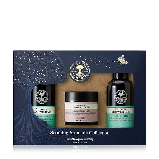 Neal's Yard Soothing Aromatic Collection with Geranium & Lavender Essential Oil, Moisturizing Formula, Vegetarian Approved, Cruelty Free, 3 Piece Set