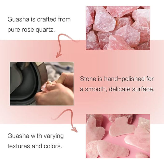 huefull Gua Sha Facial Tools for Face and Body –Spa Gifts for Women, Natural Rose Quartz Guasha Tool for Face, Relieving Tension,Self Care Gift for Women & Men
