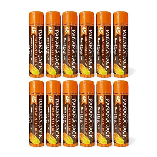 Panama Jack Sunscreen Lip Balm - SPF 45, Broad Spectrum UVA-UVB Sunscreen Protection, Prevents & Soothes Dry, Chapped Lips, Dreamsicle, 12-pack