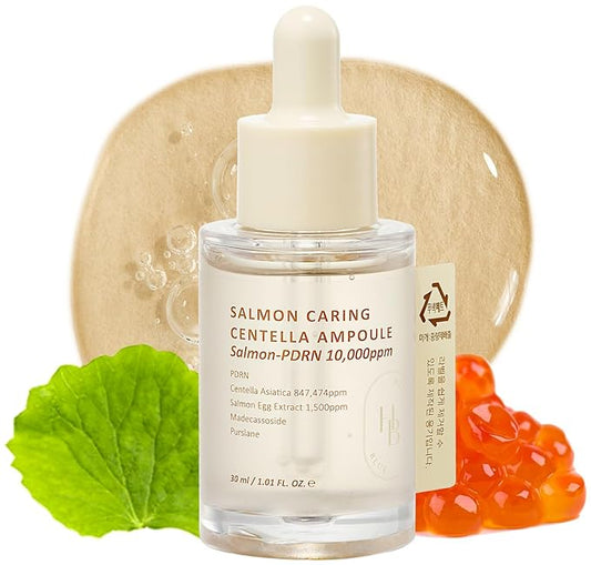 Salmon Caring Centella Ampoule - Salmon PDRN, Salmon Egg Extract, Centella, Madecassoside, Calming, Soothing, Restore and Rejuvenate, Sensitive Skin, Korean Skincare