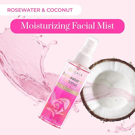 Rosewater & Coconut Face Mist - Refresh and Soothe Tired & Dry Skin, Instant Moisturing & Hydrating Facial Mist Spray - Cruelty Free Korean Skin Care For All Skin Types