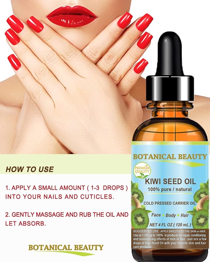 Botanical Beauty KIWI SEED OIL. 100% Pure Natural Undiluted Virgin Cold Pressed Carrier Oil. 2 Fl.oz.- 60 ml for Face, Skin, Body, Hair, Nail Care