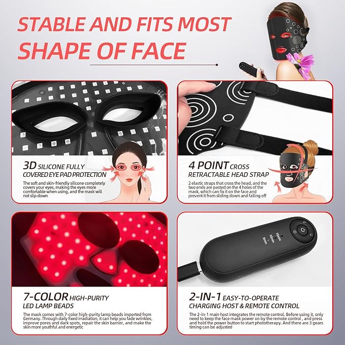 Red Light Therapy Mask FSA/HSA Eligible LED Facial Mask Light Therapy for Face Skin Care for Acne Wrinkles