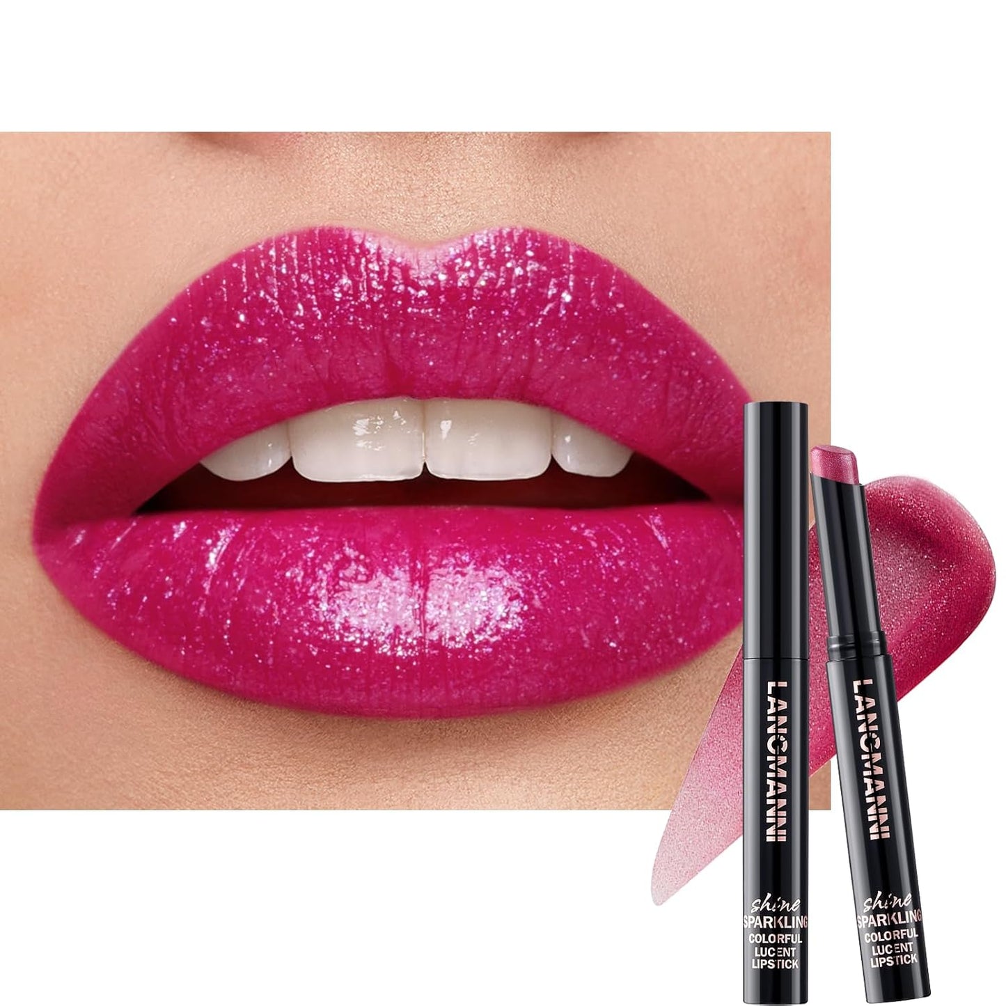 Jolilab 10Pcs Set Sparkling Lipstick Lip Gloss Long Lasting Waterproof Moisturizer Lip Balm Glitter Shimmer Metallic, Diamond Shiny Bold Glow Goth Lipstick for Women Girls, Non-sticky