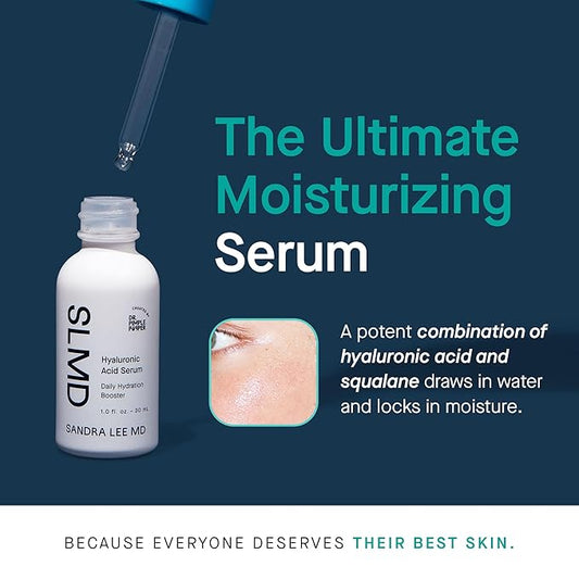 SLMD by Dr. Pimple Popper - Hyaluronic Acid Serum 1.0 fl. oz, Daily Hydration Booster with Squalane for Smooth, Dewy Skin – Lightweight, Fast-Absorbing Face Moisture for All Skin Types