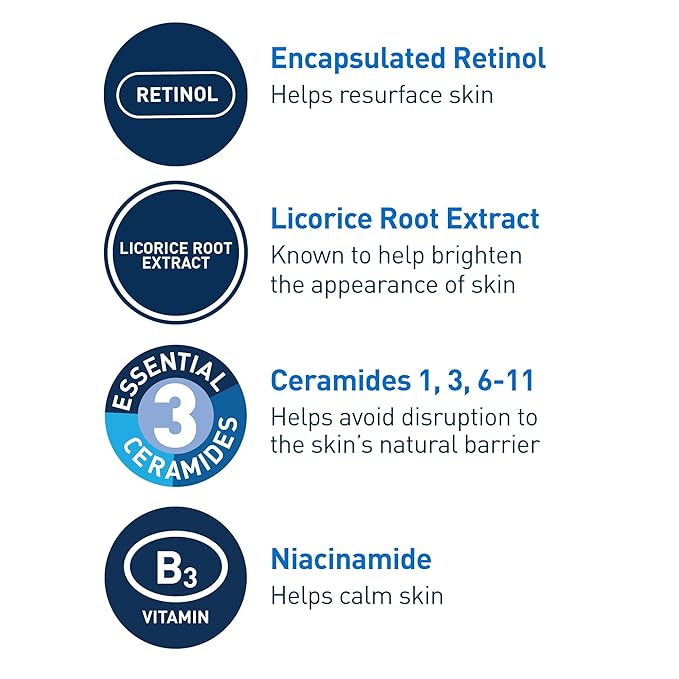 CeraVe Resurfacing Retinol Serum For Post Acne Marks, Formulated With Licorice Root Extract & Niacinamide, Brightening Serum & Pore Minimizer For Face, Post Acne Skin Barrier Repair, Non-Comedogenic