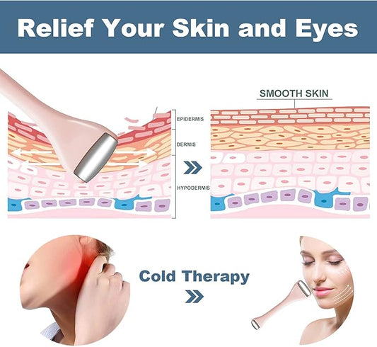 Mini Eye Ice Roller for Eye Puffiness, Facial Ice Roller and Mini Eye Roller 2 In 1, Eye Massager for Migraine Relief, Tighten Pores, Pain Relief, Reduce Wrinkle Puffy