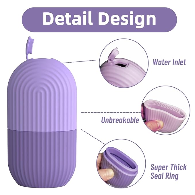 Ice Roller for Face and Eye,Upgraded Ice Face Roller,Facial Beauty Ice Roller Skin Care Tools, Ice Facial Cube, Ice Holder Mold Face Puffiness Relief Massage Skin Care Tools (Purple)