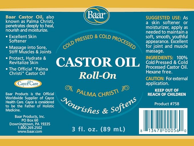 Baar Products - Castor Oil Roll-On 3 oz [Health and Beauty]