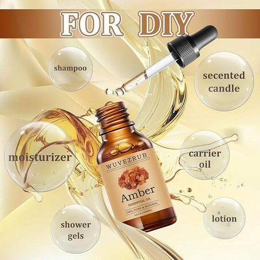 Amber Essential Oils 60ML, Pure Amber Essential Oil for Aromatherapy Diffuser - 2 Fl Oz