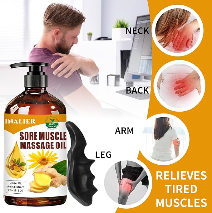 Arnica Massage Oil - Relaxing Body Massage for Date Night & Therapy, Ginger Oil for Lymphatic Drainage, Gifts for Men & Women