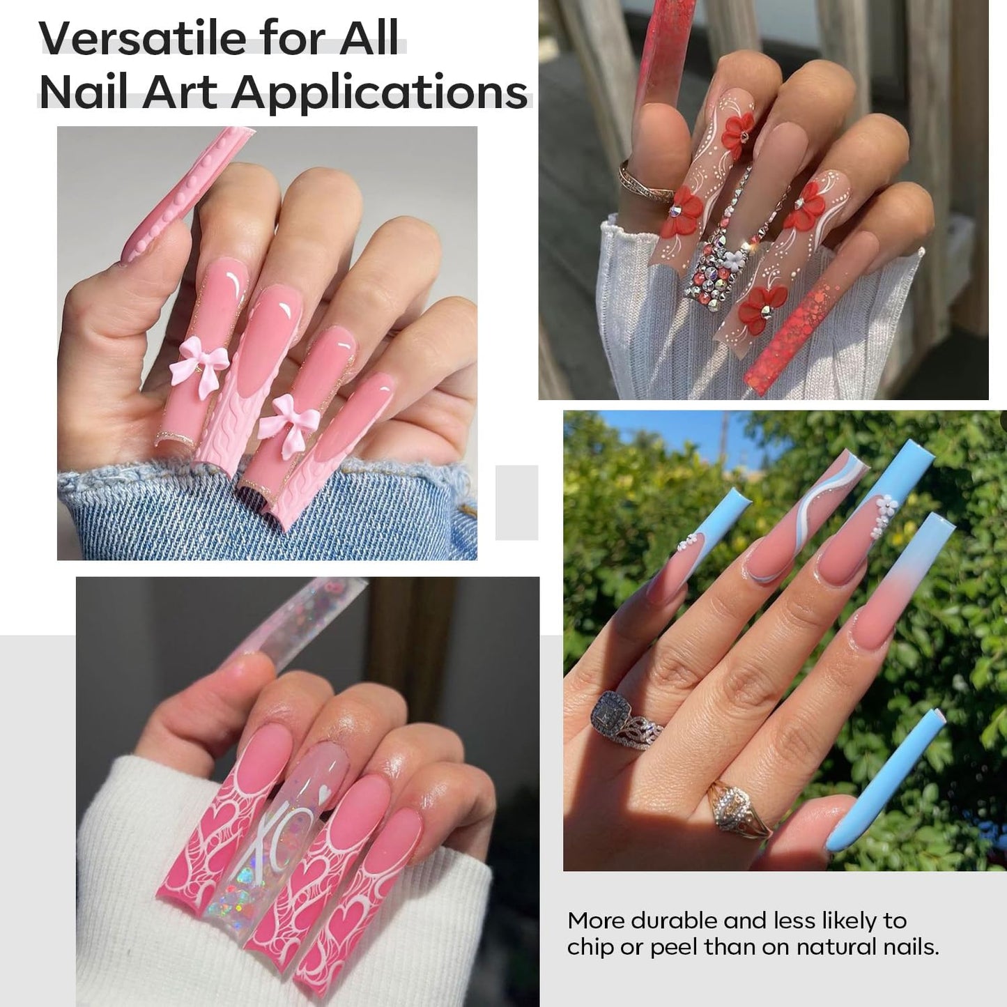 modelones Long Square Nail Tips, 2XXL Straight No C Curve Half Cover Soft Gel Tips Pre-shaped Acrylic Fake Nails False Clear Press on Extension Gel Kit Manicure DIY at Home 216PCS 12Sizes