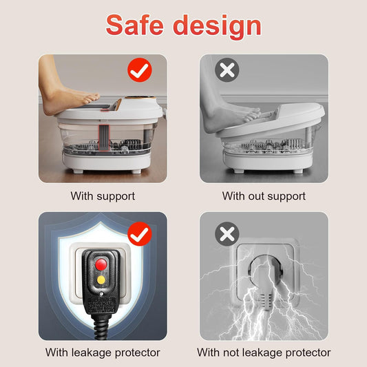 Collapsible Foot Spa Bath with Heat,Foot Massager with Two Side Supports,Leakage Protector,Temperature Control,Bubbles,Red Light,Timer, Feet Spa Tub,Feet Soaker,Gifts (White)