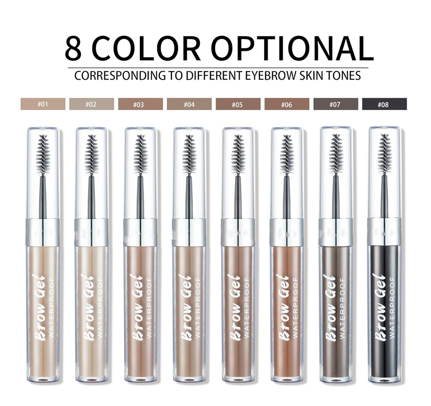 MAEPEOR Waterproof Eyebrow Gel 8 Colors Full-pigmented Long Lasting Liquid Brow Gel for Fuller & Defined Looking (#06 Auburn）