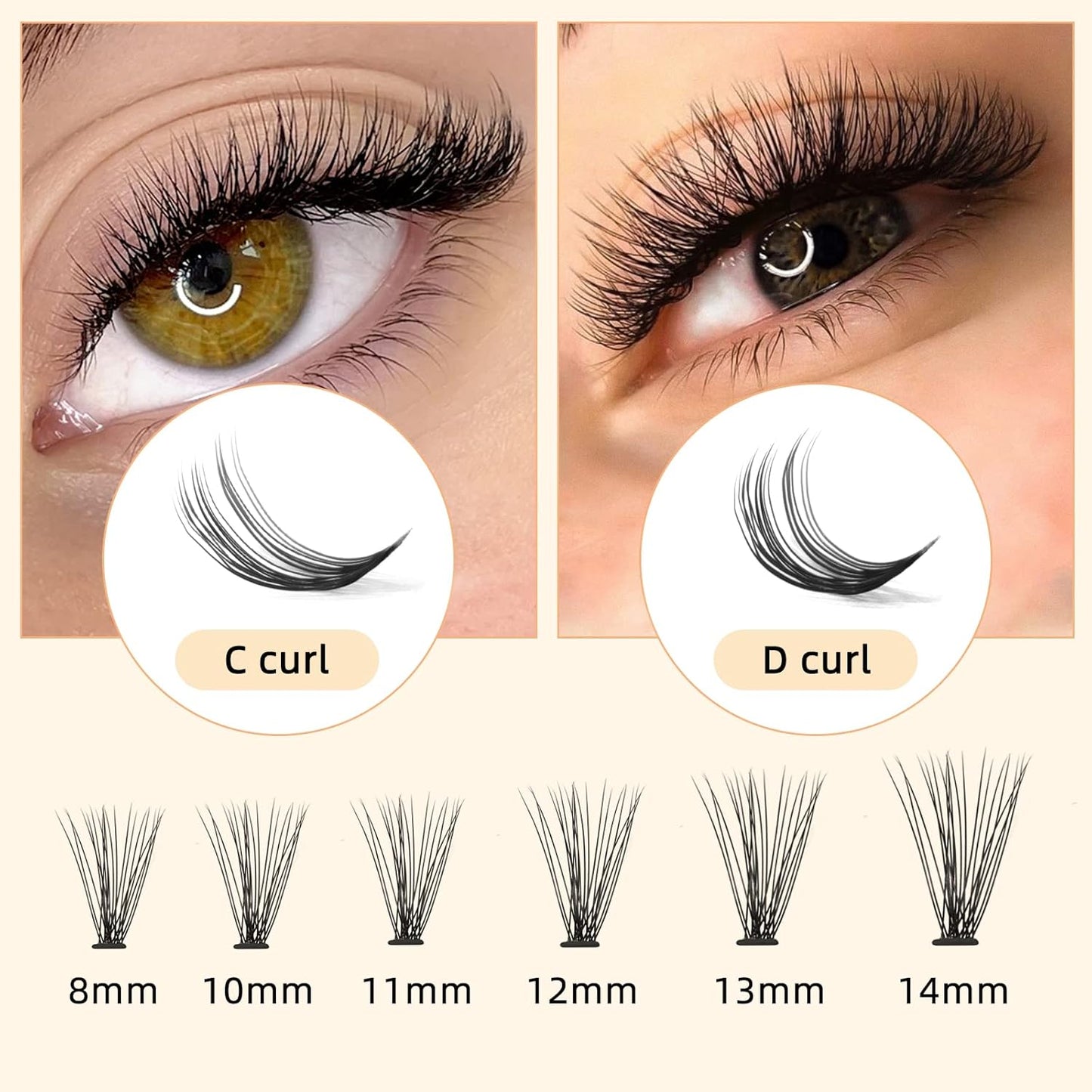 QUEWEL Cluster Lashes 240Pcs Individual Lashes 20D 0.07C Curl 13mm Knot-Free Lash Extensions Clusters Lashes Soft&Natural False Eyelashes Individual DIY Eyelash Extension at Home(20D 0.07C 13)