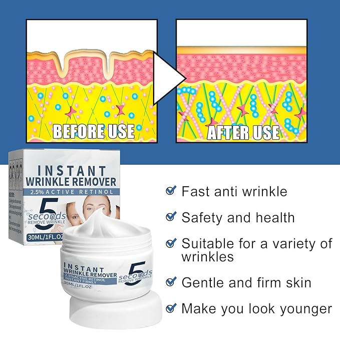Anti-Aging Face Cream 5 Seconds Instant Retinol Anti-Wrinkle Cream 30g Wrinkle Removal Cream Skin Firming Lifting Moisturizing Facial Cream Remove Fine Line Skin Care,1Pack