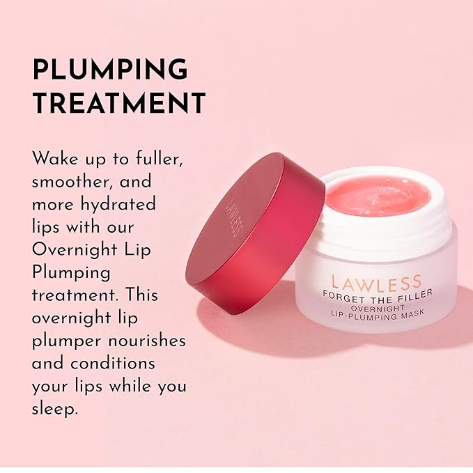 Forget the Filler Lip Mask - Cherry Vanilla - Premium Overnight Lip Plumping Treatment with Natural Ingredients Designed to Plump, Hydrate, and Smooth Lips - 0.28 oz
