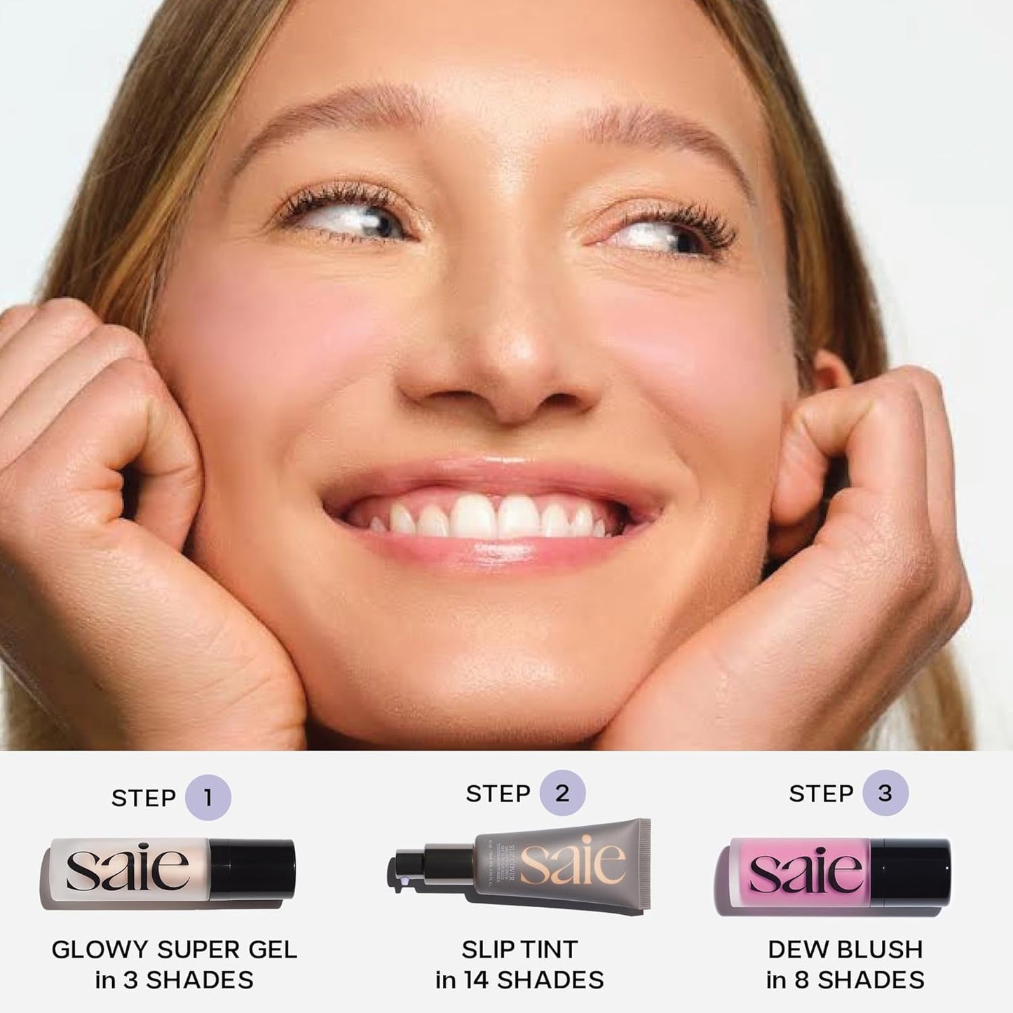 Saie Mini Glowy Super Gel - Hydrating Makeup Primer and Illuminating Glow Serum Enriched with Vitamin C and Squalane Oil - All-Over Liquid Highlighter Makeup for Instant Glass Skin - Starglow (0.5 oz)