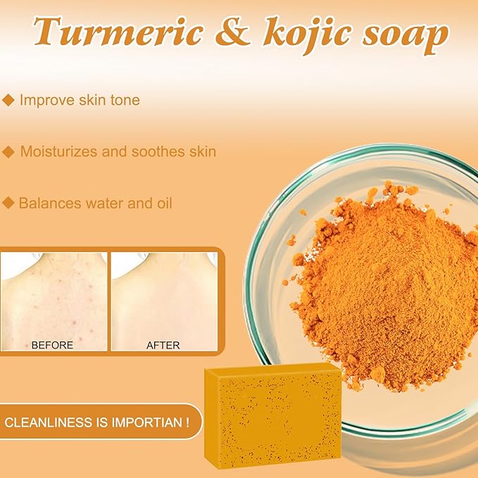 Turmeric Wash and Care Three Piece Set, Tuemeric Facial Cleanser & TurmericSoap Bar & Turmeric Face Scrub Pads, Turmeric Cleansing Skincare Set for Face & Body, Deep Cleaning of the Skin