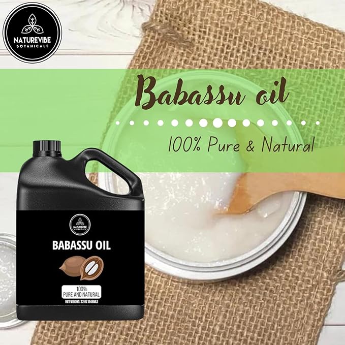 Naturevibe Botanicals Babassu Oil 32 Ounces | 100% Pure and Natural | Great for Skin Care and Hair Care