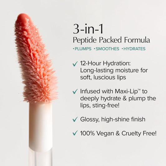 Thrive Causemetics Sheer Strength Lip Plumping Peptide Gloss, Lip Plumper with Vitamin E, Peptides, Plumps, Smooths & Hydrates Lips, High Shine, Vegan & Cruelty Free, Maggie (Fuchsia Pink Shimmer)