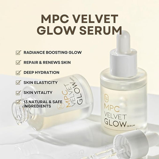 MPC Velvet Glow Serum, All-Day Hydration, Wrinkle Reduction & Revitalizing Skin with Hydrolyzed Collagen, Soybean Peptide and Centella Asiatica Extract, Premium Korean Serum, 1.69 fl oz