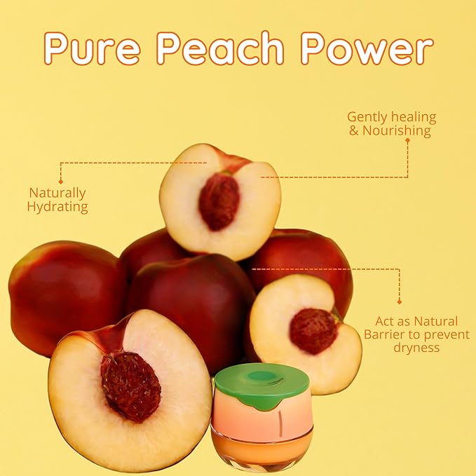 Original My Bee Balm Lip Balm - Peach Hydrating Balm Honey Pot for Dry, Chapped & Cracked Lips with Propolis, Honey & Vitamin E - Soften, Smooth & Reduce Lip Lines