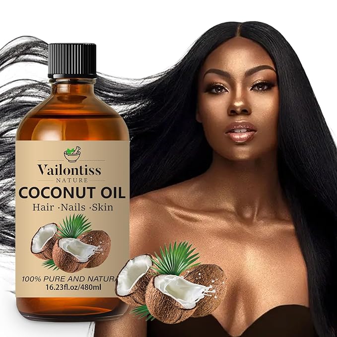 Coconut Oil - Carrier Oil for Hair Growth,Relaxing Massage and Body Oil, Pure Non-Greasy Coconut Oil for All Hair Types and Skin(Coconut Oil, 16 Fl Oz)