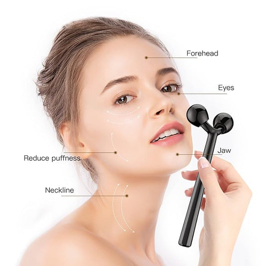 Tekson Face Roller, Facial Metal Massager, Massage Tool for face (Black)