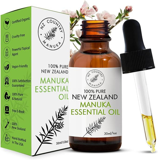 100% Pure New Zealand Manuka Oil | Organic Essential Oil | 35x Stronger Than Tea Tree | Natural Skin Care | Toenails | Diffuser | Aromatherapy | Nails | Hair | Skin | Lips